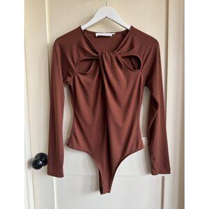 ASTR the Label Cutout Twist Bodysuit Brown Large